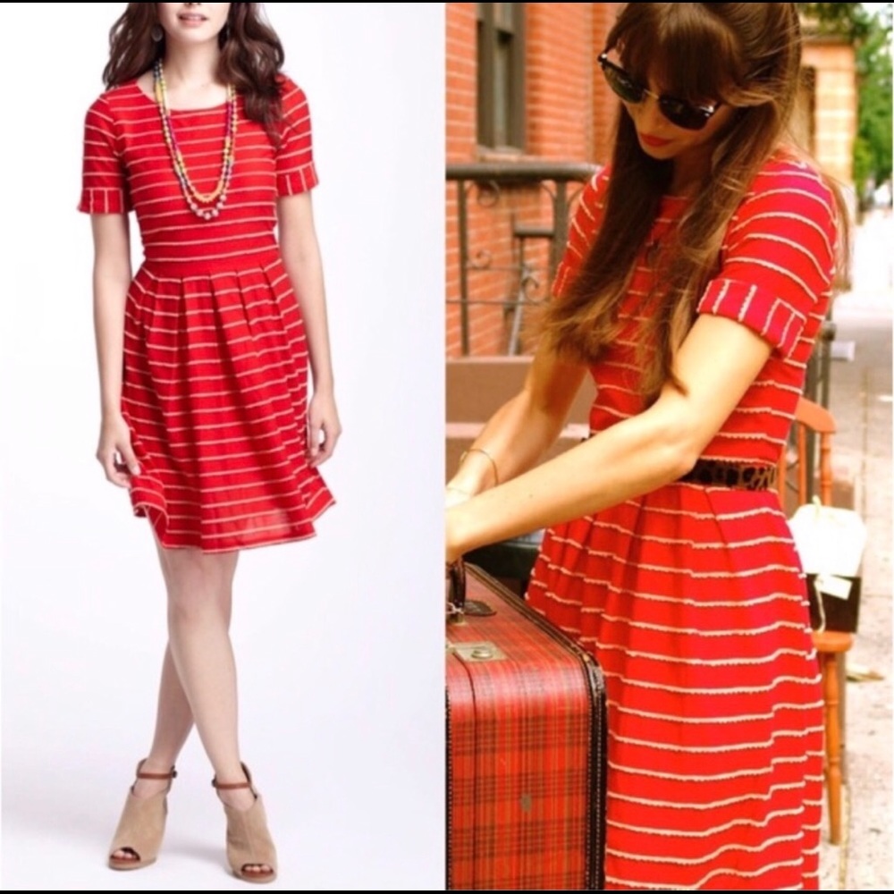 SMALL Anthropologie Bordeaux Red Dress